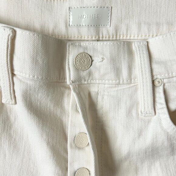 NEW Mother The Tripper Ankle Fray High Rise Flare Jean Play Date Cream Size 29 - Picture 6 of 9